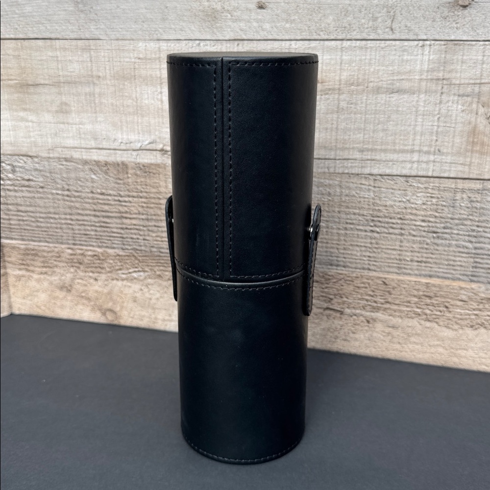 Black Faux Leather MAC Cosmetics Cylinder Travel Case for Makeup Brushes - Picture 3 of 3